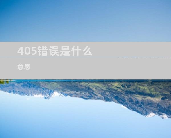405错误是什么意思